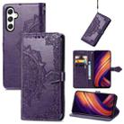 For Samsung Galaxy A25 5G Mandala Flower Embossed Leather Phone Case(Purple) - 1