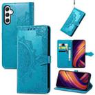 For Samsung Galaxy A25 5G Mandala Flower Embossed Leather Phone Case(Blue) - 1