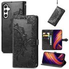 For Samsung Galaxy A25 5G Mandala Flower Embossed Leather Phone Case(Black) - 1