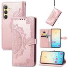 For Samsung Galaxy S24 5G Mandala Flower Embossed Leather Phone Case(Rose Gold) - 1