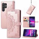 For Samsung Galaxy S24 Ultra 5G Mandala Flower Embossed Leather Phone Case(Rose Gold) - 1