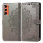 For Samsung Galaxy C55 Mandala Flower Embossed Leather Phone Case(Gray) - 1