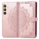 For Samsung Galaxy S25 5G Mandala Flower Embossed Leather Phone Case(Rose Gold) - 2