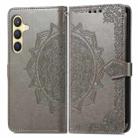For Samsung Galaxy S25 5G Mandala Flower Embossed Leather Phone Case(Gray) - 2