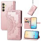 For Samsung Galaxy S25+ 5G Mandala Flower Embossed Leather Phone Case(Rose Gold) - 1