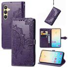 For Samsung Galaxy S25+ 5G Mandala Flower Embossed Leather Phone Case(Purple) - 1