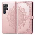 For Samsung Galaxy S25 Ultra 5G Mandala Flower Embossed Leather Phone Case(Rose Gold) - 2