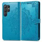 For Samsung Galaxy S25 Ultra 5G Mandala Flower Embossed Leather Phone Case(Blue) - 2