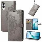 For Samsung Galaxy S25 Edge 5G Mandala Flower Embossed Leather Phone Case(Gray) - 1