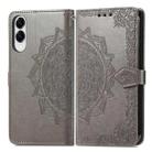 For Samsung Galaxy S25 Edge 5G Mandala Flower Embossed Leather Phone Case(Gray) - 2