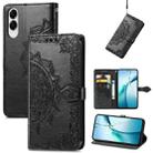 For Samsung Galaxy S25 Edge 5G Mandala Flower Embossed Leather Phone Case(Black) - 1