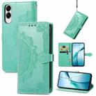 For Samsung Galaxy S25 Edge 5G Mandala Flower Embossed Leather Phone Case(Green) - 1