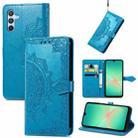For Samsung Galaxy A26 Mandala Flower Embossed Leather Phone Case(Blue) - 1
