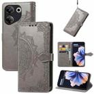 For Tecno Camon 20 Pro 5G Mandala Flower Embossed Leather Phone Case(Gray) - 1