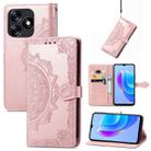 For Tecno Spark 10 Mandala Flower Embossed Leather Phone Case(Rose Gold) - 1