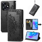 For Tecno Spark 10 Mandala Flower Embossed Leather Phone Case(Black) - 1