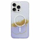 For iPhone 15 Pro MagSafe Gilding Hybrid Clear TPU Phone Case(Purple) - 1