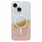 For iPhone 15 MagSafe Gilding Hybrid Clear TPU Phone Case(Pink) - 1