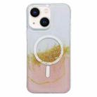 For iPhone 14 Plus Gilding MagSafe Hybrid Clear TPU Phone Case(Pink) - 1