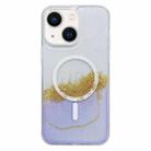 For iPhone 14 Plus MagSafe Gilding Hybrid Clear TPU Phone Case(Purple) - 1