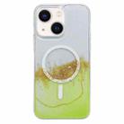 For iPhone 14 Plus MagSafe Gilding Hybrid Clear TPU Phone Case(Green) - 1