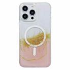 For iPhone 14 Pro MagSafe Gilding Hybrid Clear TPU Phone Case(Pink) - 1