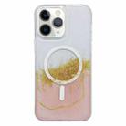 For iPhone 11 Pro Max Gilding MagSafe Hybrid Clear TPU Phone Case(Pink) - 1