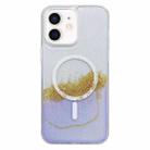 For iPhone 11 Gilding MagSafe Hybrid Clear TPU Phone Case(Purple) - 1
