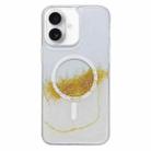 For iPhone 16 Gilding MagSafe Hybrid Clear TPU Phone Case(White) - 1