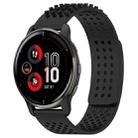 For Garmin Venu 2 Plus 20mm Holes Breathable 3D Dots Silicone Watch Band(Black) - 1