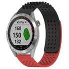 For Garmin Approach S40 20mm Holes Breathable 3D Dots Silicone Watch Band(Black+Red) - 1