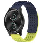 For Garmin VivoMove Style 20mm Holes Breathable 3D Dots Silicone Watch Band(Midnight Blue+Lime Green) - 1