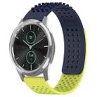 For Garmin VivoMove Luxe 20mm Holes Breathable 3D Dots Silicone Watch Band(Midnight Blue+Lime Green) - 1