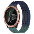 For Garmin Forerunner 645 Music 20mm Holes Breathable 3D Dots Silicone Watch Band(Midnight Blue+Olive Green) - 1