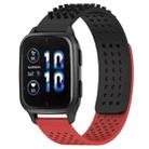 For Garmin Forerunner Sq2 20mm Holes Breathable 3D Dots Silicone Watch Band(Black+Red) - 1