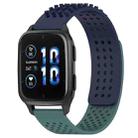 For Garmin Forerunner Sq2 20mm Holes Breathable 3D Dots Silicone Watch Band(Midnight Blue+Olive Green) - 1