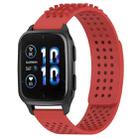 For Garmin Forerunner Sq2 Music 20mm Holes Breathable 3D Dots Silicone Watch Band(Red) - 1