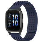 For Garmin Forerunner Sq2 Music 20mm Holes Breathable 3D Dots Silicone Watch Band(Midnight Blue) - 1