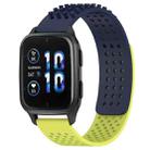 For Garmin Forerunner Sq2 Music 20mm Holes Breathable 3D Dots Silicone Watch Band(Midnight Blue+Lime Green) - 1
