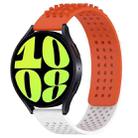 For Samsung Galaxy Watch 6 44mm 20mm Holes Breathable 3D Dots Silicone Watch Band(Orange+White) - 1
