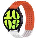 For Samsung Galaxy Watch 6 40mm 20mm Holes Breathable 3D Dots Silicone Watch Band(Orange+White) - 1