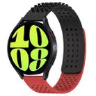 For Samsung Galaxy Watch 6 40mm 20mm Holes Breathable 3D Dots Silicone Watch Band(Black+Red) - 1