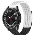 For Samsung Galaxy Watch 6 Classic 47mm 20mm Holes Breathable 3D Dots Silicone Watch Band(White+Black) - 1