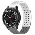 For Samsung Galaxy Watch 6 Classic 47mm 20mm Holes Breathable 3D Dots Silicone Watch Band(White+Grey) - 1