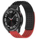 For Samsung Galaxy Watch 6 Classic 47mm 20mm Holes Breathable 3D Dots Silicone Watch Band(Black+Red) - 1