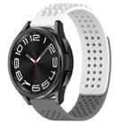 For Samsung Galaxy Watch 6 Classic 43mm 20mm Holes Breathable 3D Dots Silicone Watch Band(White+Grey) - 1