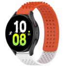 For Samsung Galaxy Watch 5  44mm 20mm Holes Breathable 3D Dots Silicone Watch Band(Orange+White) - 1