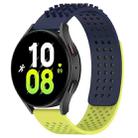 For Samsung Galaxy Watch 5  44mm 20mm Holes Breathable 3D Dots Silicone Watch Band(Midnight Blue+Lime Green) - 1