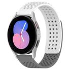 For Samsung Galaxy Watch 5  40mm 20mm Holes Breathable 3D Dots Silicone Watch Band(White+Grey) - 1