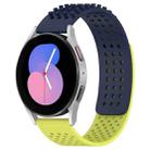 For Samsung Galaxy Watch 5  40mm 20mm Holes Breathable 3D Dots Silicone Watch Band(Midnight Blue+Lime Green) - 1